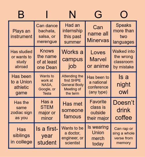 Human Bingo Card