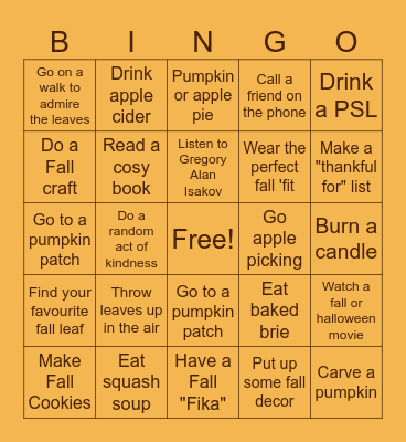 FALL 2025 BINGO Card