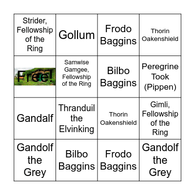 Tolkien Bingo Card