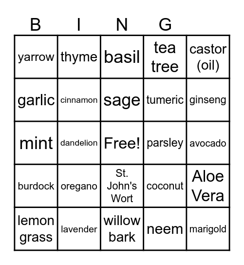 Arbor Day Bingo Card