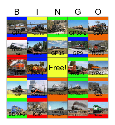 Railways in the 17 Western States Bingo Card