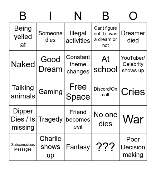 Dream Binbo Bingo Card