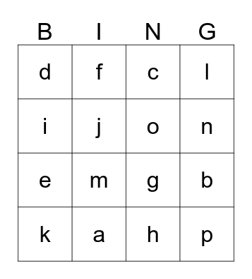 Alphabet Bingo Card