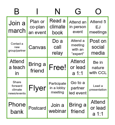 EJ Organizing Bingo Card