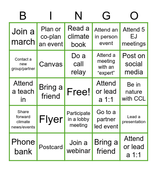 EJ Organizing Bingo Card
