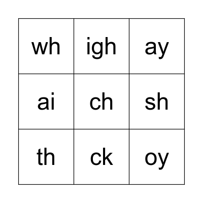 Phonics Bingo Card