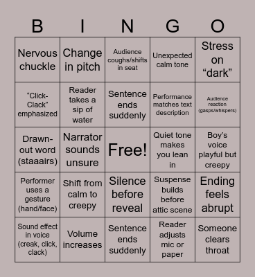 Click Clack Bingo Card