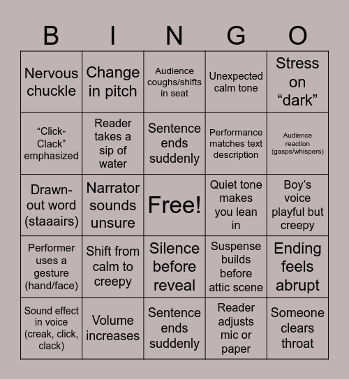 Click Clack Bingo Card