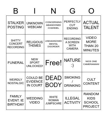 YOUTUBE ROULETTE Bingo Card
