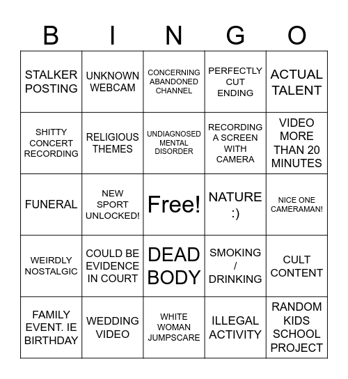 YOUTUBE ROULETTE Bingo Card