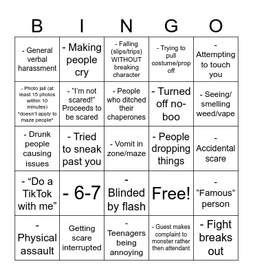 2025 haunt bingo Card