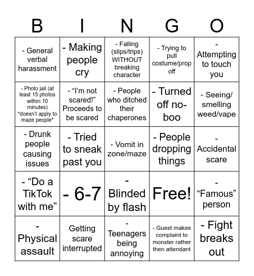 2025 haunt bingo Card