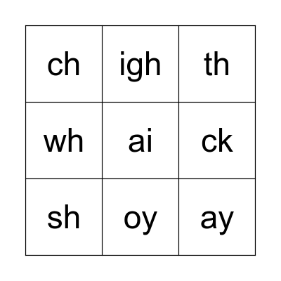 Phonics Bingo Card