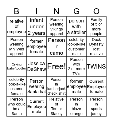 Walmart Thanksgiving Bingo Card