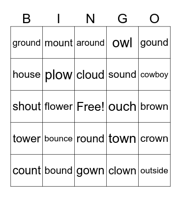 Lesson #96 ou, ow Bingo Card
