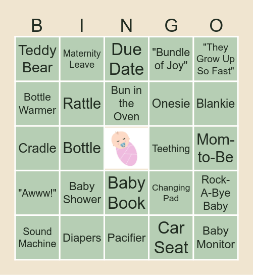 Baby Shower Bingo Card