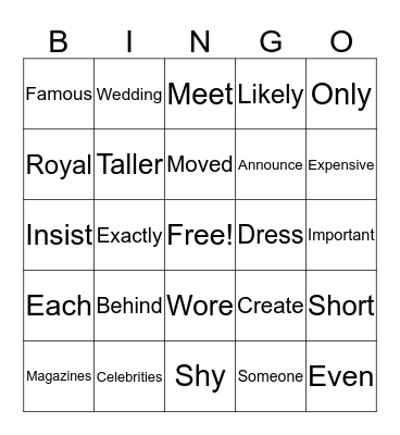 leestekst - Behind the scenes at Madame Tussauds Bingo Card