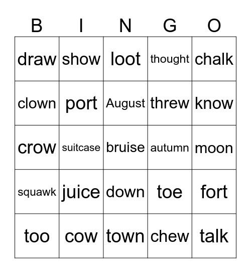 Spelling Bingo - Charlotte Bingo Card