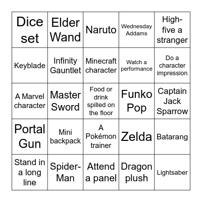 FanX 2025 Bingo Card