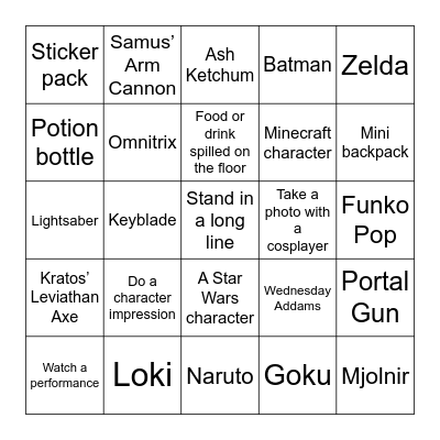 FanX 2025 Bingo Card