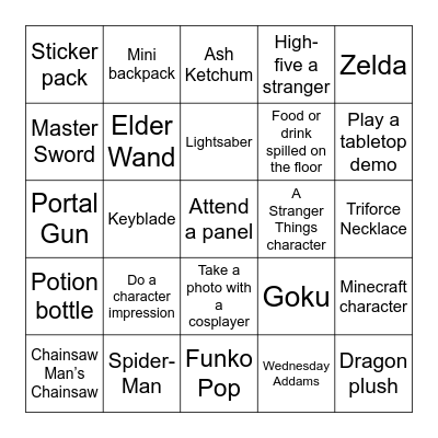 FanX 2025 Bingo Card