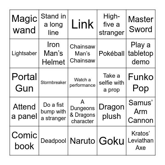 FanX 2025 Bingo Card