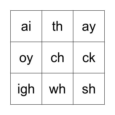 Phonics Bingo Card