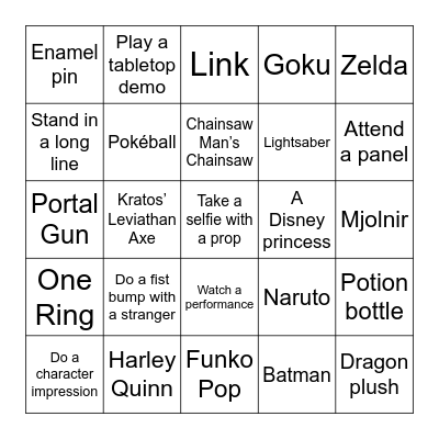 FanX 2025 Bingo Card