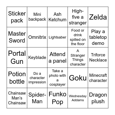 FanX 2025 Bingo Card