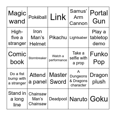 FanX 2025 Bingo Card