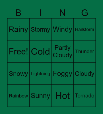 The Weather Bingo Card