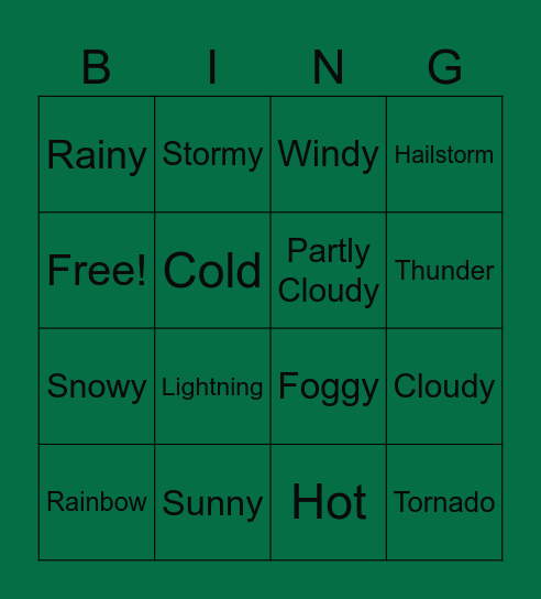 The Weather Bingo Card