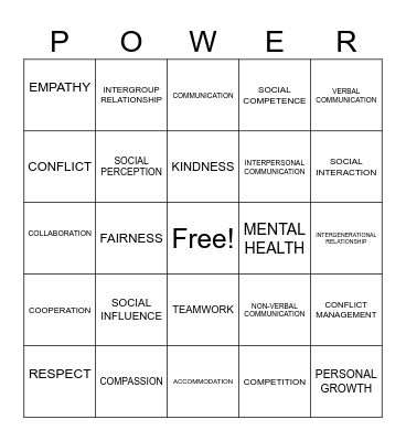 HEALTHY RELATIONSHIP Bingo Card