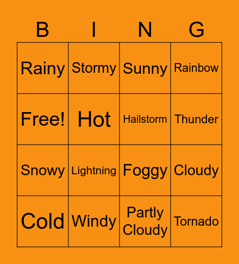 The Weather Bingo Card