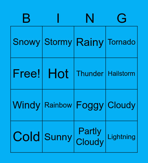 The Weather Bingo Card