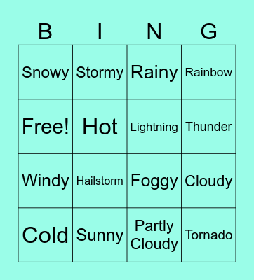 The Weather Bingo Card