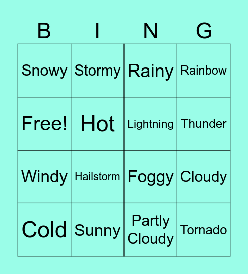 The Weather Bingo Card