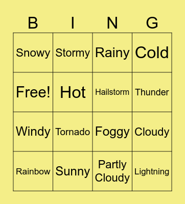 The Weather Bingo Card