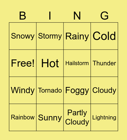 The Weather Bingo Card