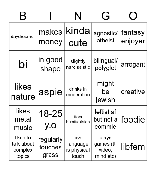 IDEAL GF Bingo Card
