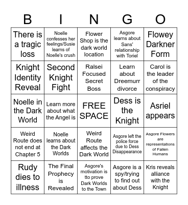 My Deltarune Chapter 5 Bingo Card