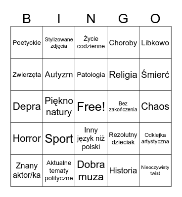 Gdynia Shorts Bingo Card