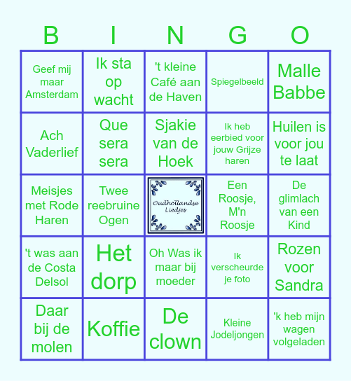 Oud hollandse liedjes Bingo Card