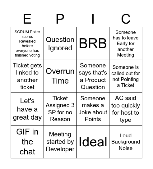 Epic Bingo Card