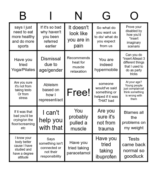 Medical bs bingo Card