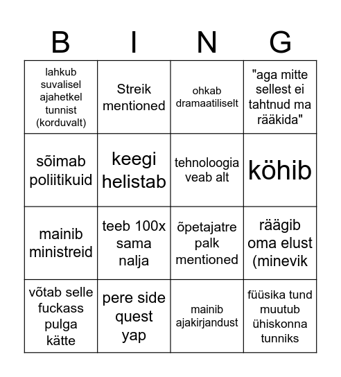 Voltri tund Bingo Card