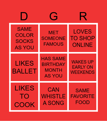 GET TO KNOW A MENTOR Bingo Card