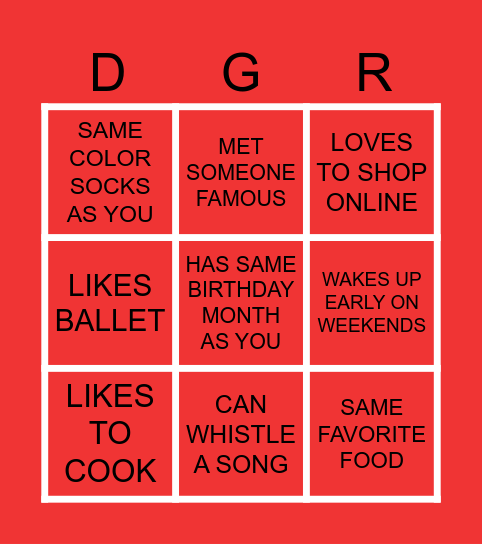 GET TO KNOW A MENTOR Bingo Card