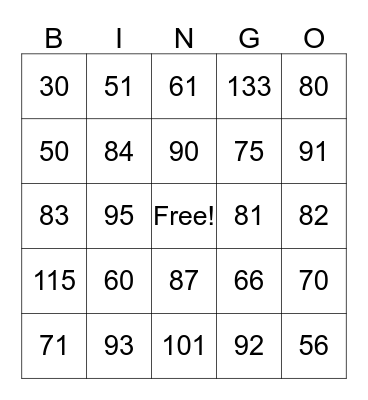 Addition with carrying Bingo Card