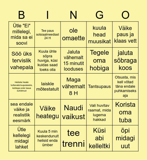 Enesehoole BINGO Card